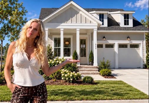 Erica Joy presenting the Single Story Beaufain home at site 1869, Midtown Nexton